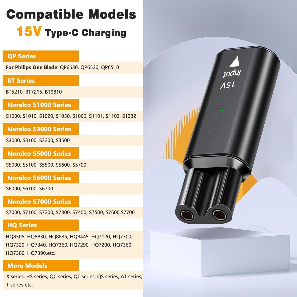 Brangdy 15v hq8505 tipo-c adap - Electric Shaver Rotary avaliação e preço