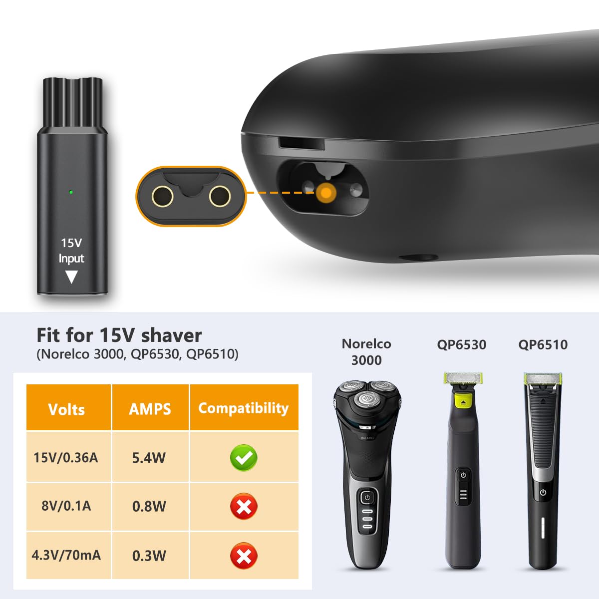 Brangdy 15v hq8505 tipo-c adap - Electric Shaver Rotary avaliação e preço